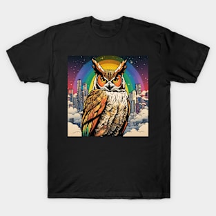 Just a Magical Great Horned Owl in the Sky T-Shirt